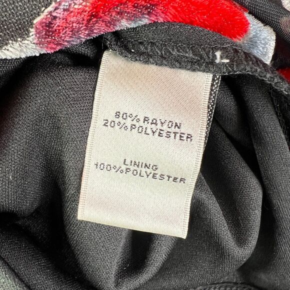 Neiman Marcus | Flocked Velvet Red and Cream and Black Dress | Sz 12 - Picture 6 of 14